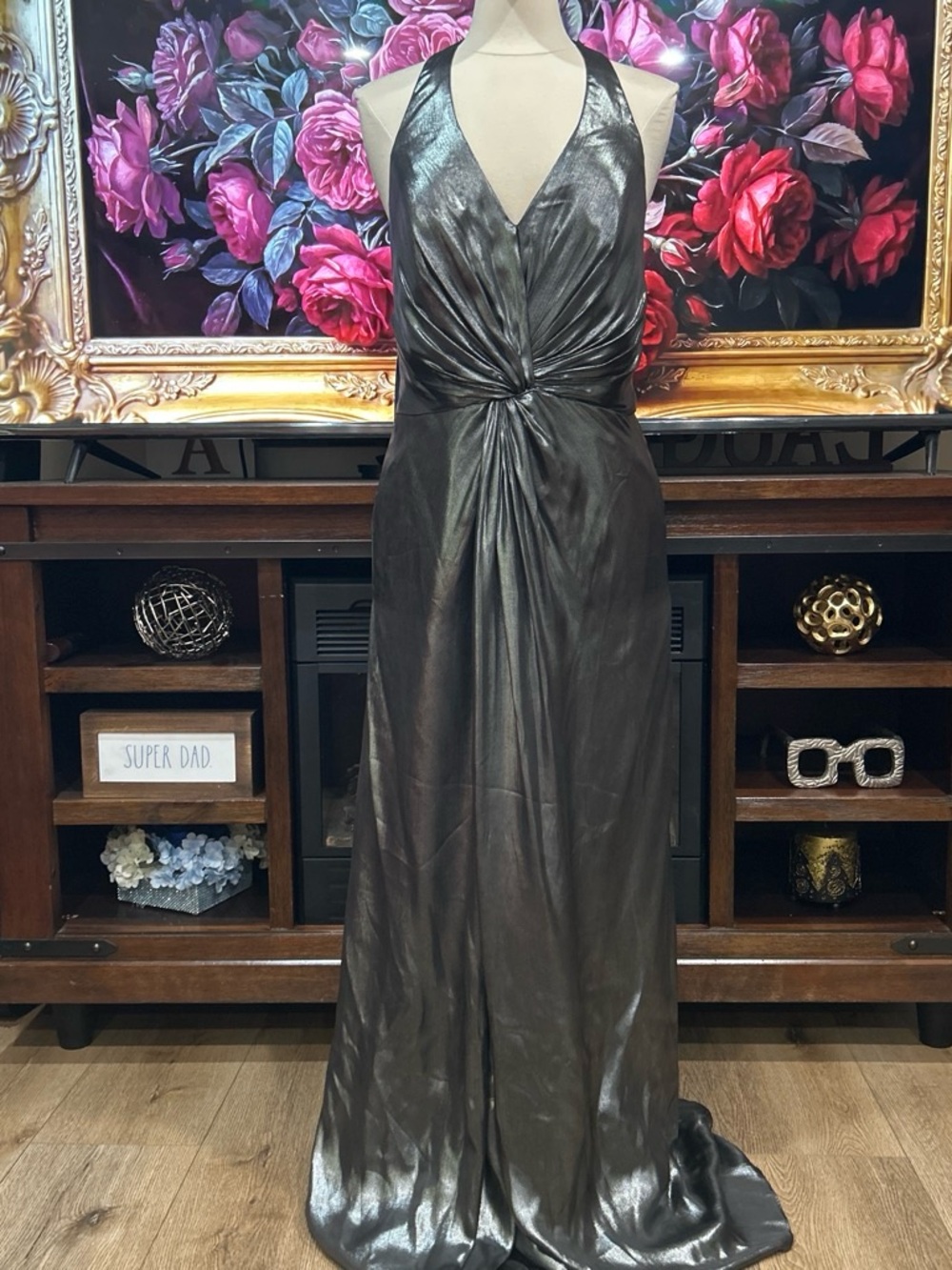 Alfred Angelo Metallic Silver Evening Dress